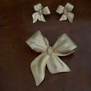 Gold Earrings and Brooch